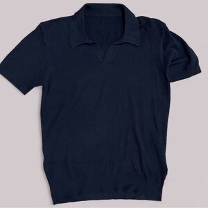 Orlebar Brown Men’s 100% Cotton navy knit polo shirt size
